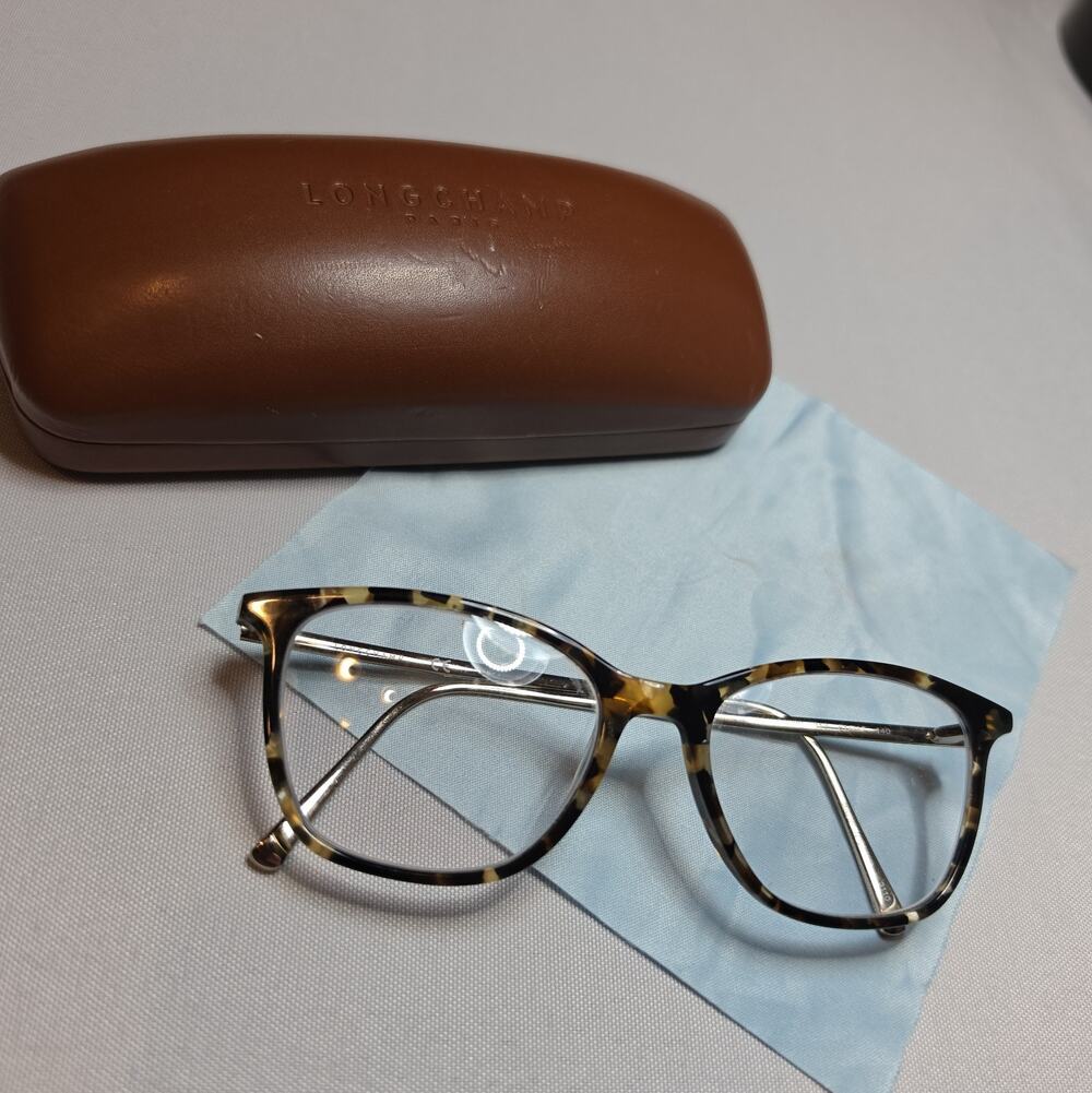 LONGCHAMP 2606 Tortoise Shell Womens Eyeglasses Frames Only With Case & CLOTH